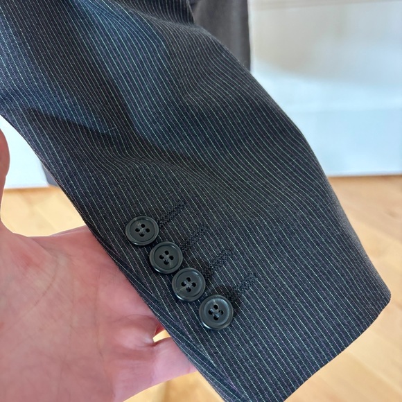 United Colors Of Benetton Black With Pinstripes Blazer Tailored Suit Jacket - Picture 4 of 5